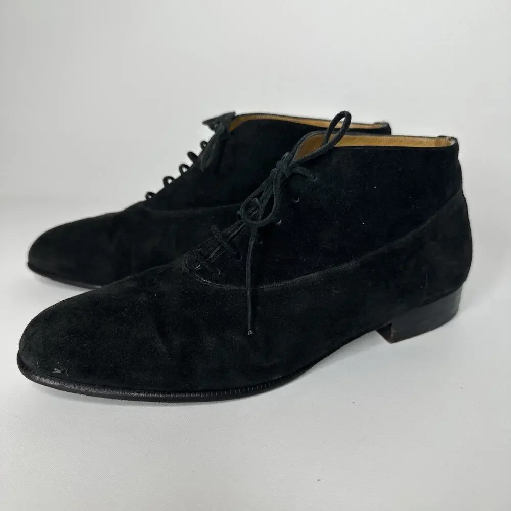 Dieter Kuckelkorn Womens Black Suede Laced Ankle Boots Size 4.5 EUR 35 Handmade